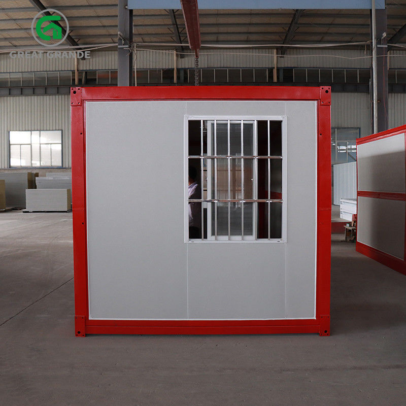 Prefab Folding Container Home Khung màu đỏ Cửa kính bên Khung thép mạ kẽm Hỗ trợ