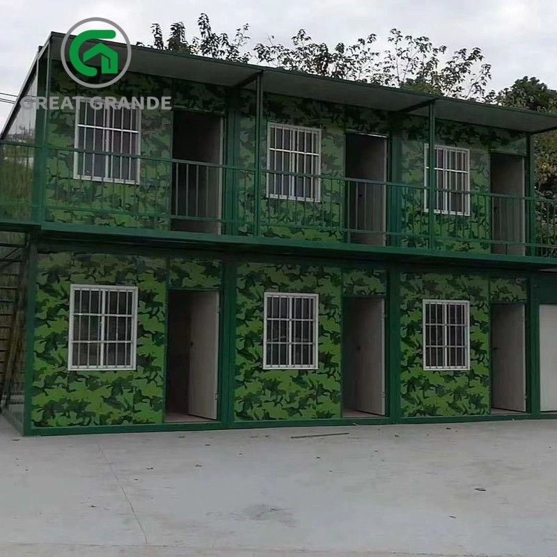 Prefab Portable Modular House Container Công trường thép Container văn phòng cho cắm trại quân đội