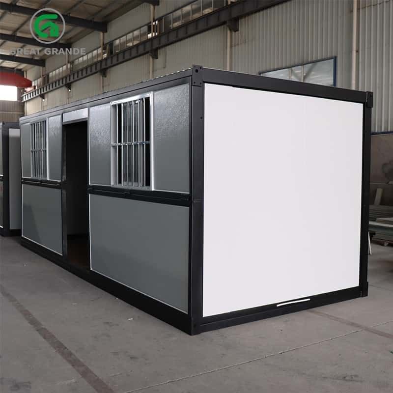Tùy chỉnh trong khung đen gấp nhà Prefab cửa bên tường với ba cửa sổ