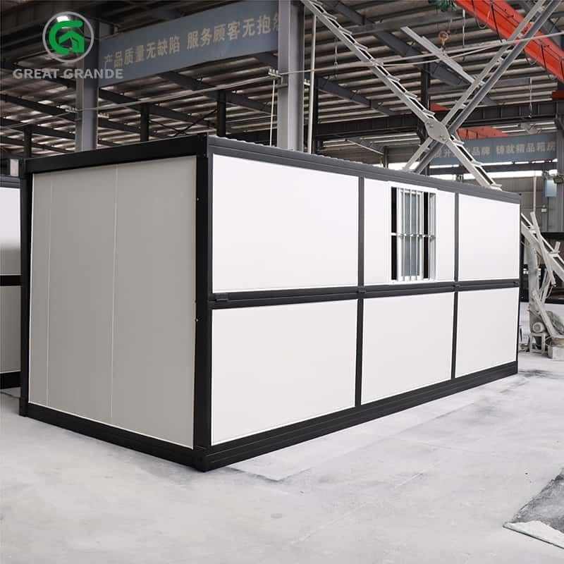 Tùy chỉnh trong khung đen gấp nhà Prefab cửa bên tường với ba cửa sổ